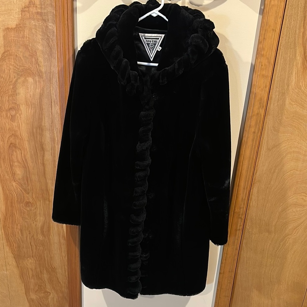 Vintage Marvin Richards Black Teddy Jacket Plush Faux Fur